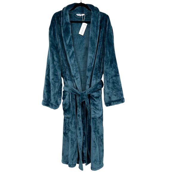 The Company Store Mens Plush Deep Teal Robe Size XL NWT - Picture 1 of 14